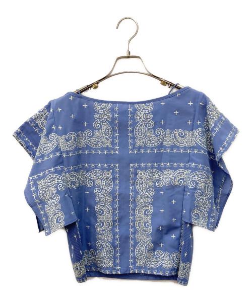 Lily Brown（リリーブラウン）Lily Brown (リリーブラウン) バンダナ刺繍トップス ブルー サイズ:Freeの古着・服飾アイテム