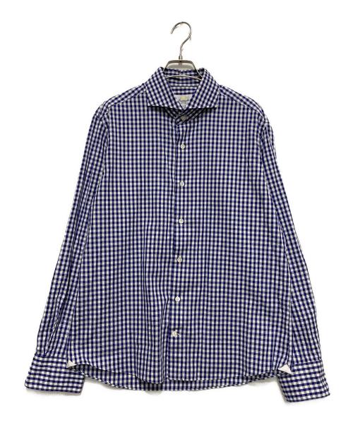 giannetto（ジャンネット）giannetto (ジャンネット) ブロックチェックシャツ ブルー サイズ:SIZE 16 1/2 42の古着・服飾アイテム