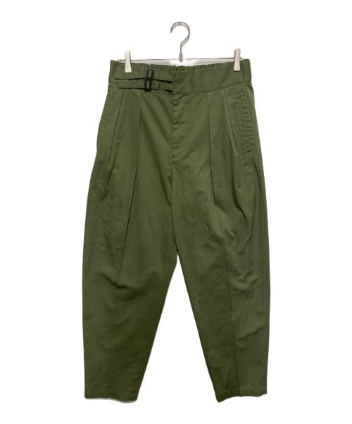TOMORROW LAND（トゥモローランド）TOMORROW LAND (トゥモローランド) ポリエステルコットンツイル ダブルバックルパンツ カーキ サイズ:Ⅿの古着・服飾アイテム