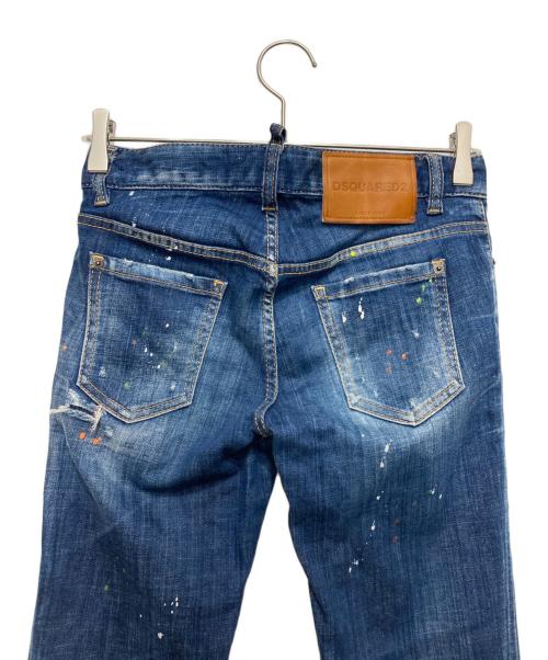 DSQUARED2（ディースクエアード）DSQUARED2 (ディースクエアード) ペイントボタンフライデニムパンツ インディゴ サイズ:SIZE36の古着・服飾アイテム
