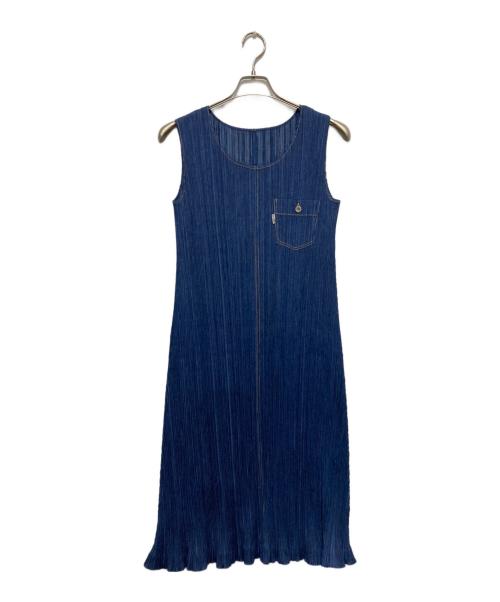 PLEATS PLEASE（プリーツプリーズ）PLEATS PLEASE (プリーツプリーズ) プリーツノースリーブワンピース インディゴ サイズ:SIZE4の古着・服飾アイテム