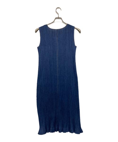 PLEATS PLEASE（プリーツプリーズ）PLEATS PLEASE (プリーツプリーズ) プリーツノースリーブワンピース インディゴ サイズ:SIZE4の古着・服飾アイテム