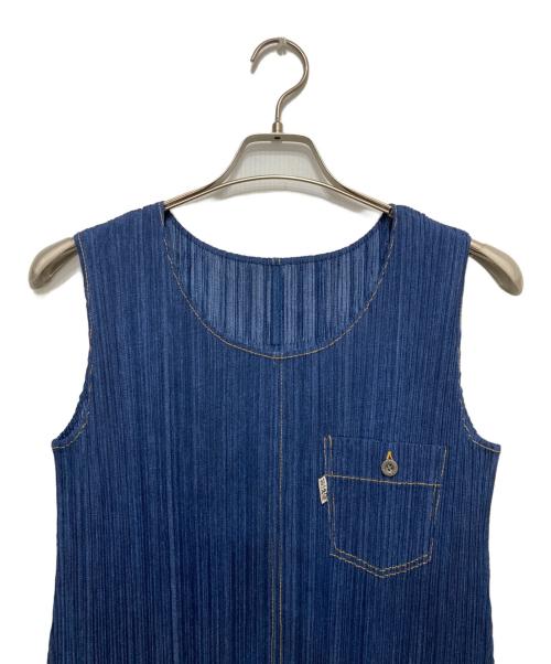 PLEATS PLEASE（プリーツプリーズ）PLEATS PLEASE (プリーツプリーズ) プリーツノースリーブワンピース インディゴ サイズ:SIZE4の古着・服飾アイテム