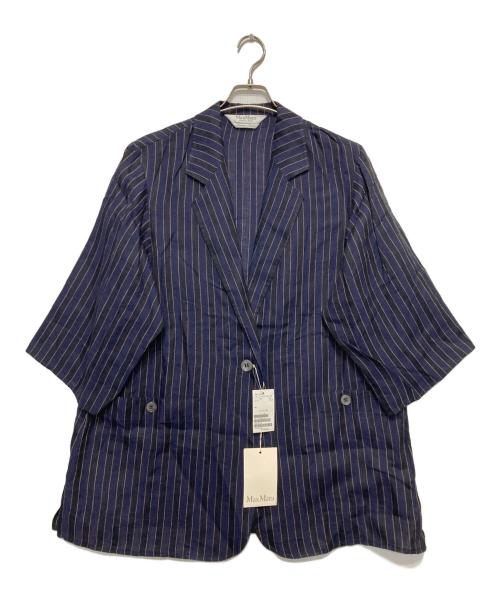 MaxMara（マックスマーラ）MaxMara (マックスマーラ) リネンストライプ1Bジャケット ネイビー サイズ:SIZE40の古着・服飾アイテム