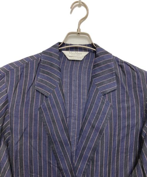MaxMara（マックスマーラ）MaxMara (マックスマーラ) リネンストライプ1Bジャケット ネイビー サイズ:SIZE40の古着・服飾アイテム