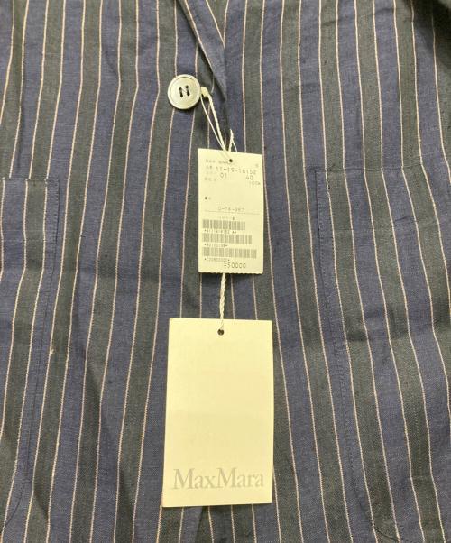 MaxMara（マックスマーラ）MaxMara (マックスマーラ) リネンストライプ1Bジャケット ネイビー サイズ:SIZE40の古着・服飾アイテム