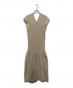 MIESROHEミースロエ）の古着「サステナブル ランダムリブ切替 Vネックニットワンピース」｜ベージュ