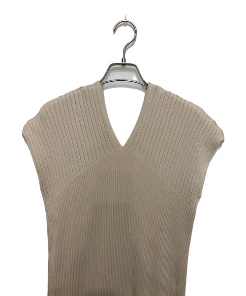 MIESROHE（ミースロエ）MIESROHE (ミースロエ) サステナブル ランダムリブ切替 Vネックニットワンピース ベージュ サイズ:1の古着・服飾アイテム