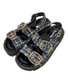 UNITED ARROWS TOKYO（ユナイテッドアローズトウキョウ）の古着「ツイードフラットサンダル」｜ブラック