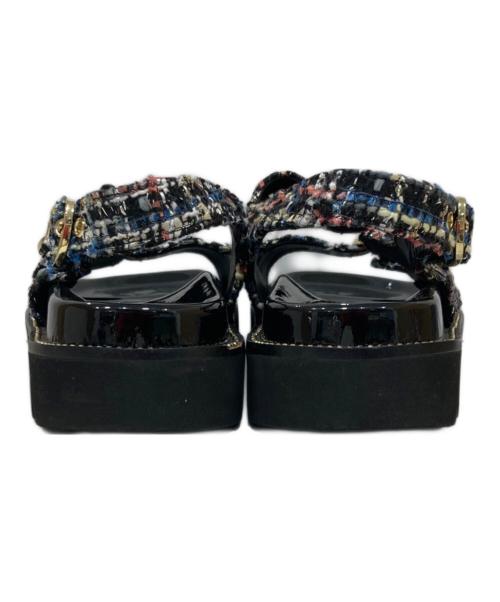 UNITED ARROWS TOKYO（ユナイテッドアローズトウキョウ）UNITED ARROWS TOKYO (ユナイテッドアローズトウキョウ) ツイードフラットサンダル ブラック サイズ:SIZE 24cmの古着・服飾アイテム