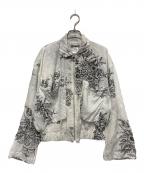 ISSEY MIYAKEイッセイミヤケ）の古着「ライトクロップドフラワージャケット」｜ホワイト