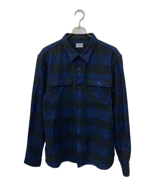 THE FLAT HEAD（ザ・フラットヘッド）THE FLAT HEAD (ザ・フラットヘッド) ネルシャツ ブルー サイズ:XLの古着・服飾アイテム