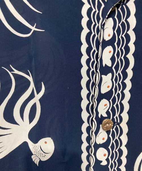 THE FLAT HEAD（ザ・フラットヘッド）THE FLAT HEAD (ザ・フラットヘッド) レーヨン開襟シャツ　THE FLAT HEAD ネイビー サイズ:42の古着・服飾アイテム