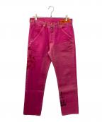 HERON PRESTON×LEVI'Sヘロンプレストン×リーバイス）の古着「ペイント加工デニムパンツ」｜ピンク