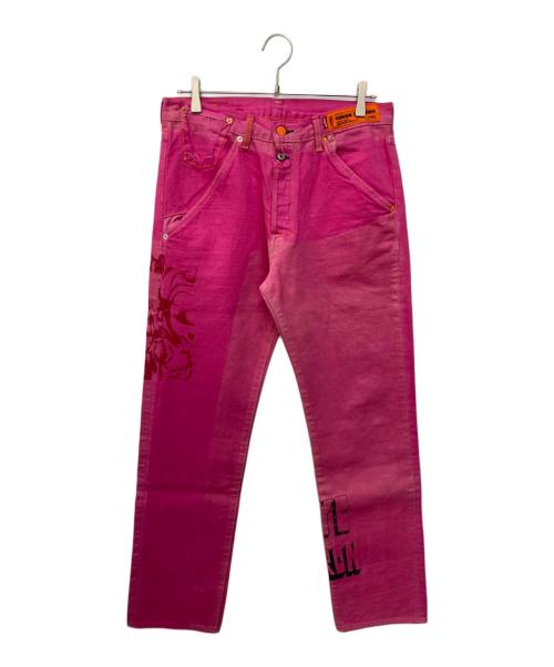 HERON PRESTON（ヘロンプレストン）HERON PRESTON (ヘロンプレストン) LEVI'S (リーバイス) ペイント加工デニムパンツ ピンク サイズ:SIZE　W32/L32の古着・服飾アイテム