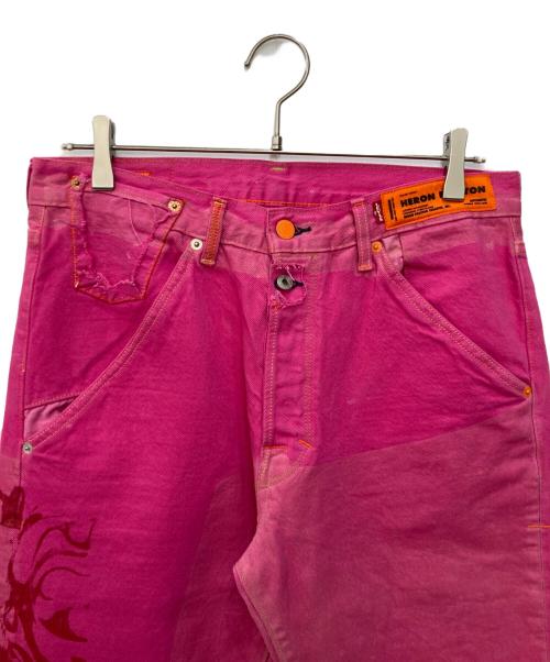 HERON PRESTON（ヘロンプレストン）HERON PRESTON (ヘロンプレストン) LEVI'S (リーバイス) ペイント加工デニムパンツ ピンク サイズ:SIZE　W32/L32の古着・服飾アイテム