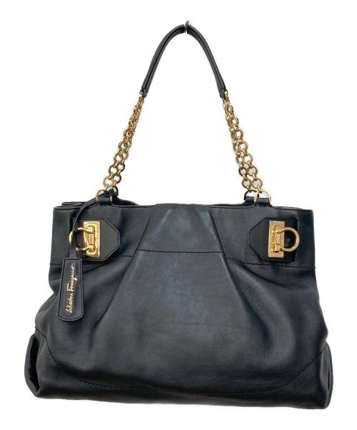 Salvatore Ferragamo（サルヴァトーレ フェラガモ）Salvatore Ferragamo (サルヴァトーレ フェラガモ) チェーントートバッグ ブラックの古着・服飾アイテム