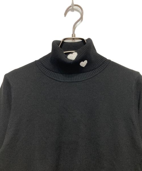 JENNE（ジェンヌ）JENNE (ジェンヌ) ハート刺繍タートルニット ブラック サイズ:Lの古着・服飾アイテム
