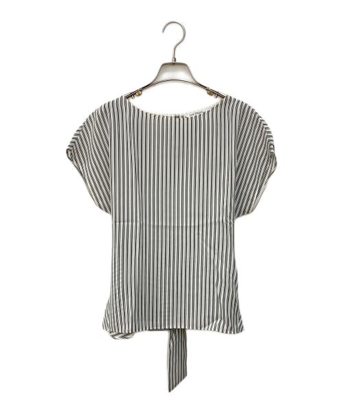 23区（ニジュウサンク）23区 (ニジュウサンク) ウエストリボンブラウス ホワイト×ブラック サイズ:Mの古着・服飾アイテム