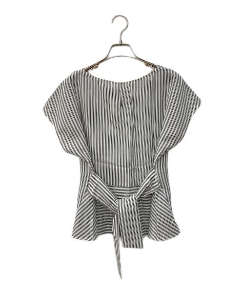 23区（ニジュウサンク）23区 (ニジュウサンク) ウエストリボンブラウス ホワイト×ブラック サイズ:Mの古着・服飾アイテム