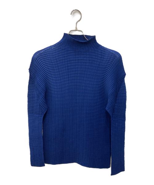 ISSEY MIYAKE（イッセイミヤケ）ISSEY MIYAKE (イッセイミヤケ) ハイネックプリーツカットソー ネイビー サイズ:Mの古着・服飾アイテム