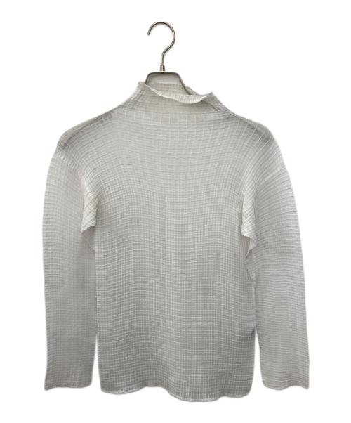 ISSEY MIYAKE（イッセイミヤケ）ISSEY MIYAKE (イッセイミヤケ) ハイネックプリーツカットソー ホワイト サイズ:Mの古着・服飾アイテム