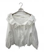 La boutique BonBonラブティックボンボン）の古着「ギャザーフリルリボンブラウス」｜ホワイト