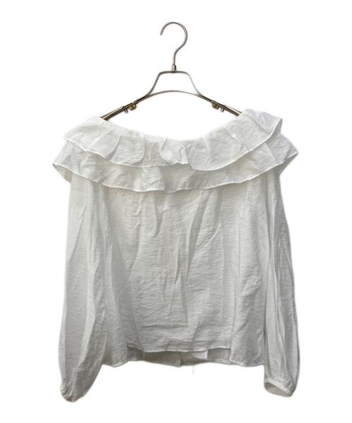 La boutique BonBon（ラブティックボンボン）La boutique BonBon (ラブティックボンボン) ギャザーフリルリボンブラウス ホワイト サイズ:FREEの古着・服飾アイテム