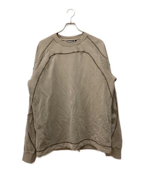 DIESEL（ディーゼル）DIESEL (ディーゼル) Sリブ クルーネック スウェットシャツ ベージュ サイズ:Lの古着・服飾アイテム