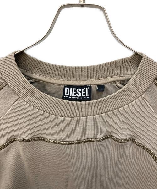 DIESEL（ディーゼル）DIESEL (ディーゼル) Sリブ クルーネック スウェットシャツ ベージュ サイズ:Lの古着・服飾アイテム