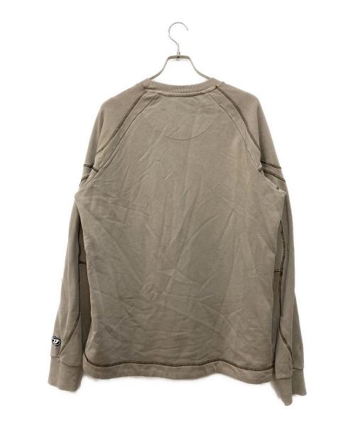 DIESEL（ディーゼル）DIESEL (ディーゼル) Sリブ クルーネック スウェットシャツ ベージュ サイズ:Lの古着・服飾アイテム