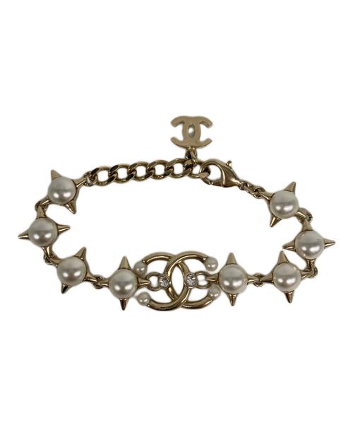 CHANEL（シャネル）CHANEL (シャネル) ココマーク メタル ストラス コスチューム パール ブレスレット ゴールド サイズ:表記無しの古着・服飾アイテム