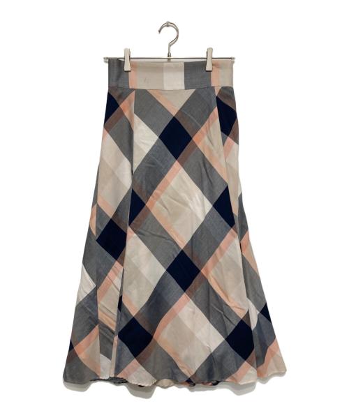 BLUE LABEL CRESTBRIDGE（ブルーレーベルクレストブリッジ）BLUE LABEL CRESTBRIDGE (ブルーレーベルクレストブリッジ) チェックロングスカート ネイビー サイズ:38の古着・服飾アイテム