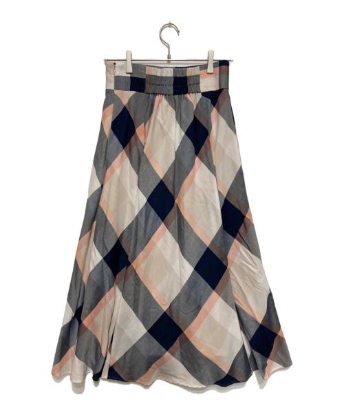 BLUE LABEL CRESTBRIDGE（ブルーレーベルクレストブリッジ）BLUE LABEL CRESTBRIDGE (ブルーレーベルクレストブリッジ) チェックロングスカート ネイビー サイズ:38の古着・服飾アイテム