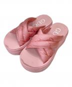 GUCCIグッチ）の古着「パテットGGプラットフォームサンダル」｜ピンク