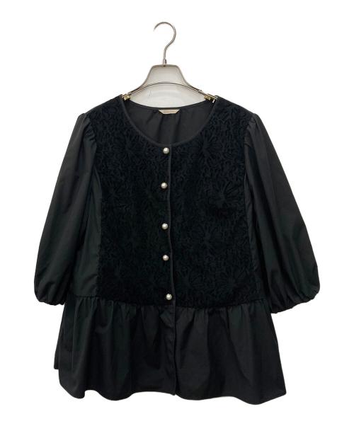 Rose Tiara（ローズティアラ）Rose Tiara (ローズティアラ) 切替ブラウス ブラック サイズ:Lの古着・服飾アイテム