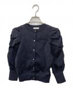 FRAY IDフレイ アイディー）の古着「ギャザーバルーンパフスリーブシアーカーディガン」｜ブラック