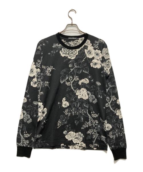 DOLCE & GABBANA（ドルチェ＆ガッバーナ）DOLCE & GABBANA (ドルチェ＆ガッバーナ) 花柄プリントロングスリーブカットソー ブラック サイズ:48の古着・服飾アイテム