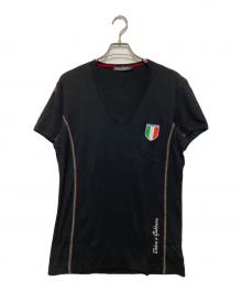DOLCE & GABBANA（ドルチェ＆ガッバーナ）の古着「ロゴワッペンVネックTシャツ」｜ブラック