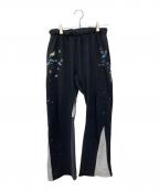 mnmlミニマル）の古着「ペイントフレアスウェットパンツ」｜ブラック