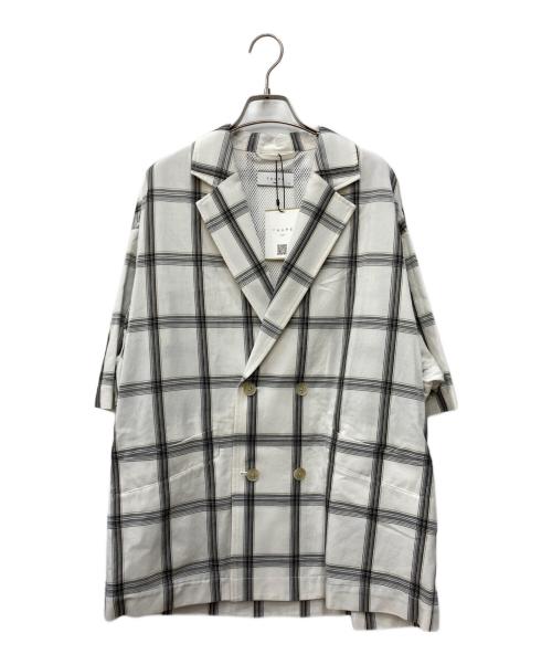 taupe（トープ）TAUPE (トープ) リネンチェックハーフスリーブジャケット アイボリー サイズ:1 未使用品の古着・服飾アイテム