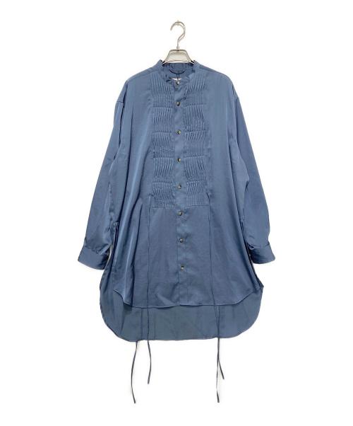 taupe（トープ）taupe (トープ) サテンスモッキングロングシャツ ブルー サイズ:02 未使用品の古着・服飾アイテム