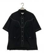 taupeトープ）の古着「TWトロピカルウェスタンS/Sシャツ」｜ブラック