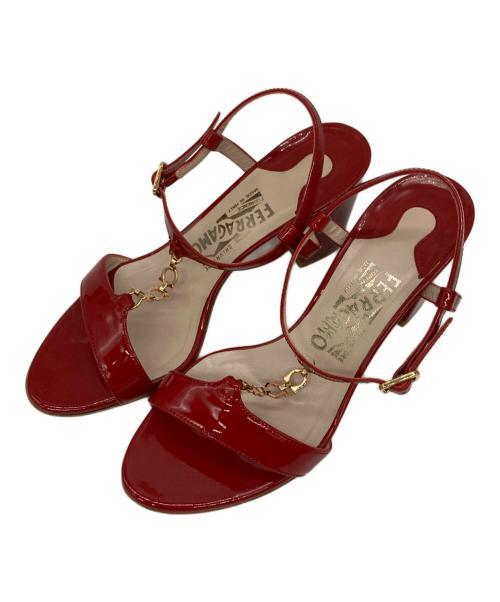 Salvatore Ferragamo（サルヴァトーレ フェラガモ）Salvatore Ferragamo (サルヴァトーレ フェラガモ) ガンチーニアンクルストラップサンダル レッド サイズ:5 1/2の古着・服飾アイテム