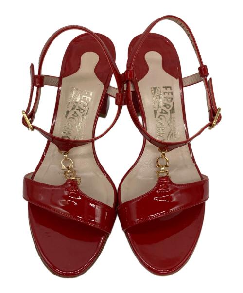 Salvatore Ferragamo（サルヴァトーレ フェラガモ）Salvatore Ferragamo (サルヴァトーレ フェラガモ) ガンチーニアンクルストラップサンダル レッド サイズ:5 1/2の古着・服飾アイテム
