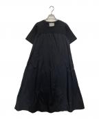 BEARDSLEYビアズリー）の古着「カットコンビフレアワンピース」｜ブラック