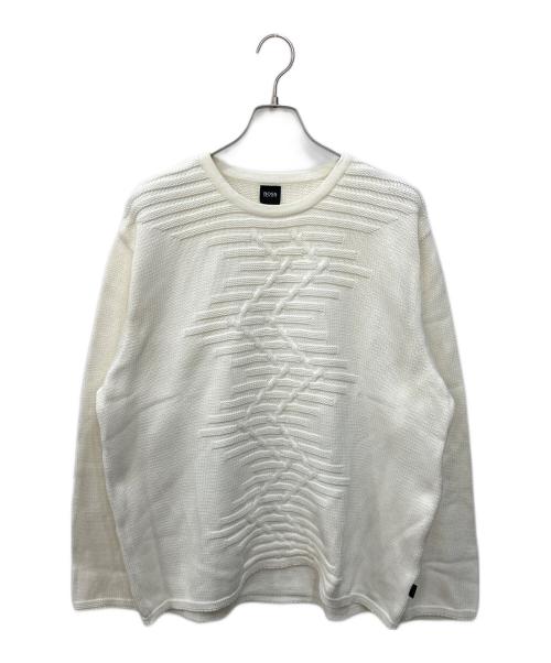BOSS HUGO BOSS（ボス ヒューゴボス）BOSS HUGO BOSS (ボス ヒューゴボス) ケーブルデザインニット アイボリー サイズ:SIZE 54の古着・服飾アイテム