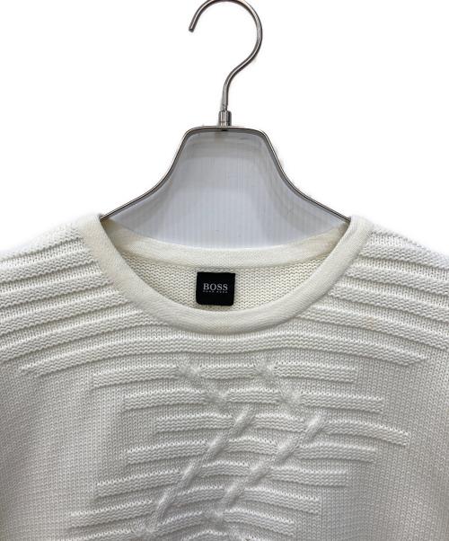 BOSS HUGO BOSS（ボス ヒューゴボス）BOSS HUGO BOSS (ボス ヒューゴボス) ケーブルデザインニット アイボリー サイズ:SIZE 54の古着・服飾アイテム
