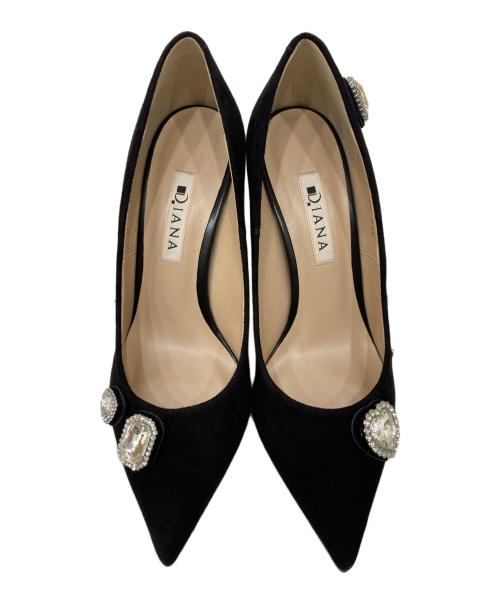 DIANA（ダイアナ）DIANA (ダイアナ) ビジューヒールパンプス ブラック サイズ:231/2 未使用品の古着・服飾アイテム