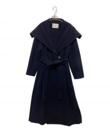 TOMORROW LAND（トゥモローランド）の古着「19AWウールビーバービッグカラーロングコート」｜ネイビー